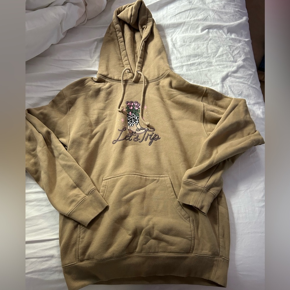 Never Worn Medium Unisex Sturniolo Triplets Let’s Trip Boots Hoodie - Brown